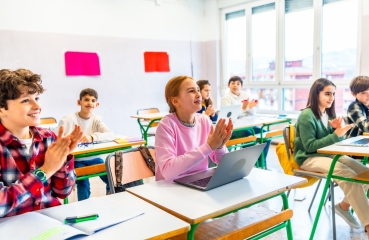 Happy student in school
