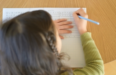 Female student doing math