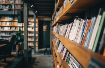Books on a library bookshelf