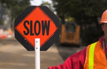Slow road sign