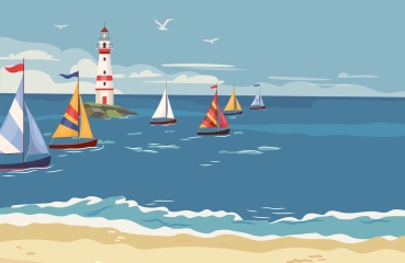 Sailboats near lighthouse