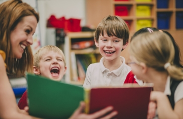 Students reading in a classroom