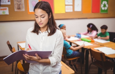 Teacher and students in a classroom