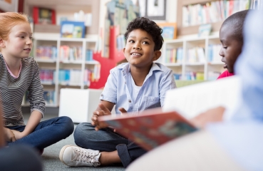 Students in a library