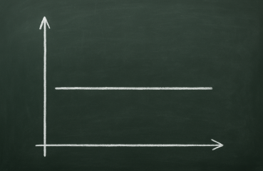 Flat line graph on chalkboard