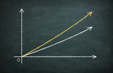Chalkboard line graph