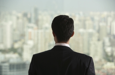 Business man in a skyscraper 