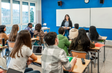 Teacher teaching students in a classroom