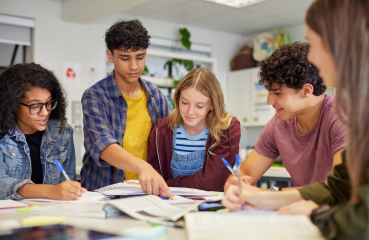Diverse high school students