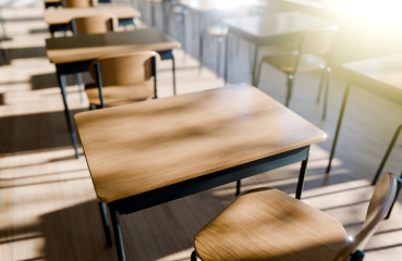 Empty classroom desk