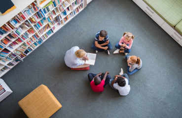 students reading
