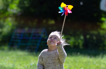 Child on a windy day