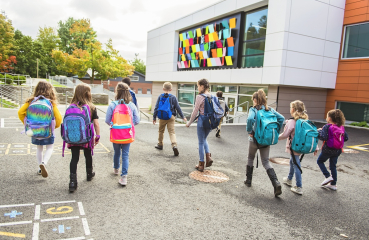 Students walking to school