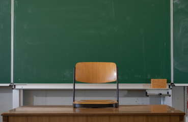 Empty teacher desk