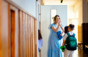 Teacher, classroom, and students