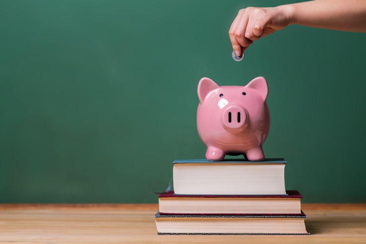 Piggy bank and chalkboard