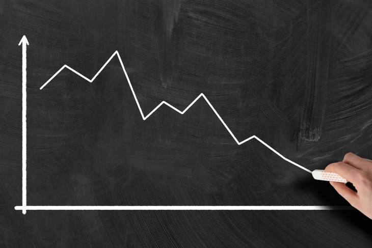 Line graph pointing down