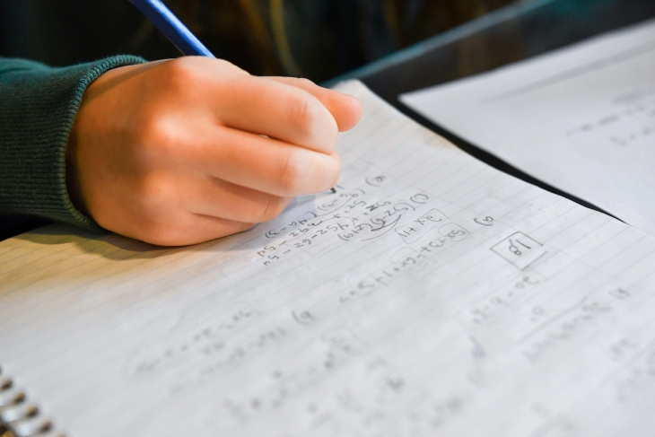 Student doing algebra