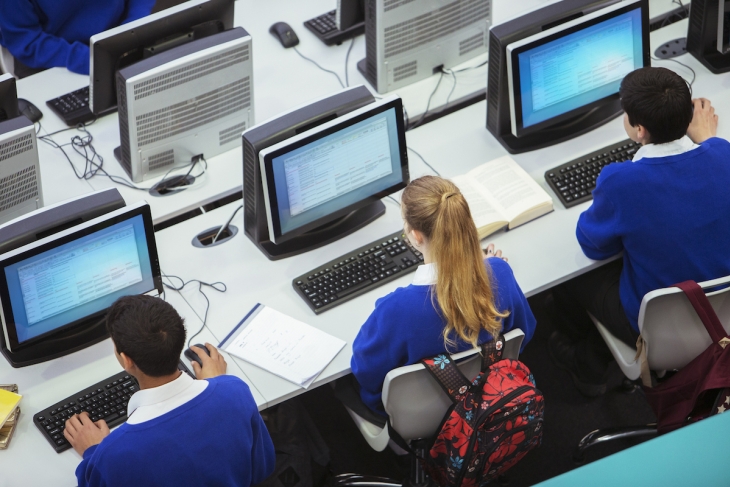Students in a school computer lab
