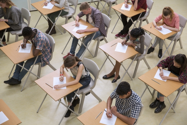 High school students taking a test