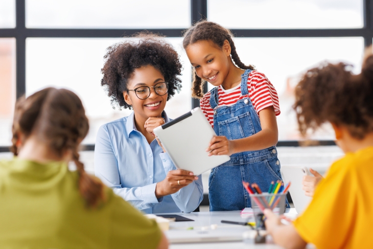 Teacher talking to a student