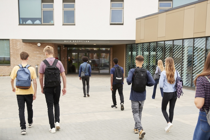 Students entering a school