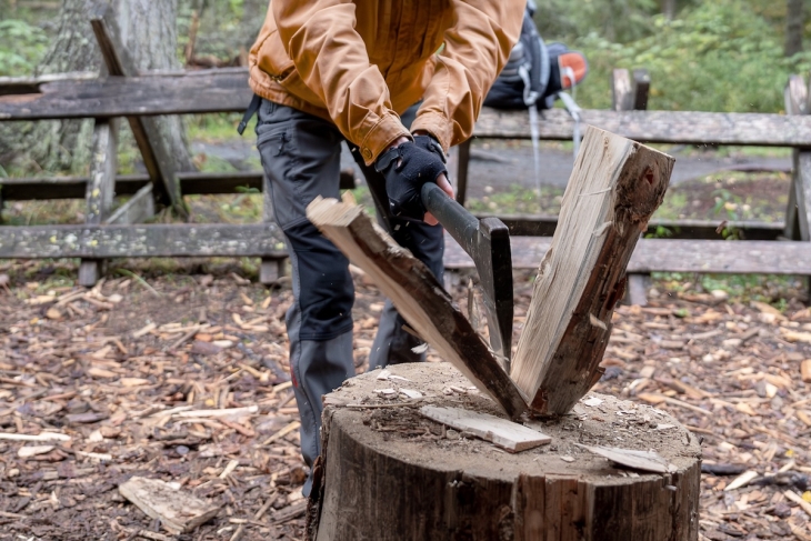 Axe chopping wood