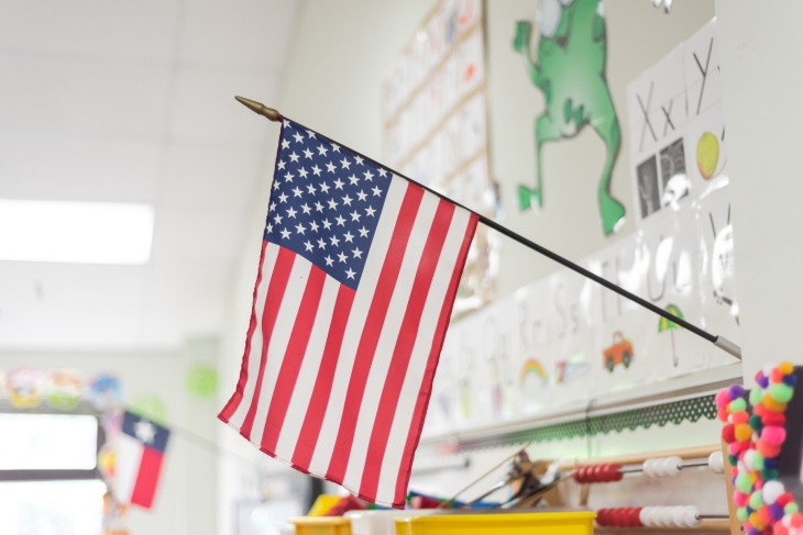 Flag in elementary school classroom