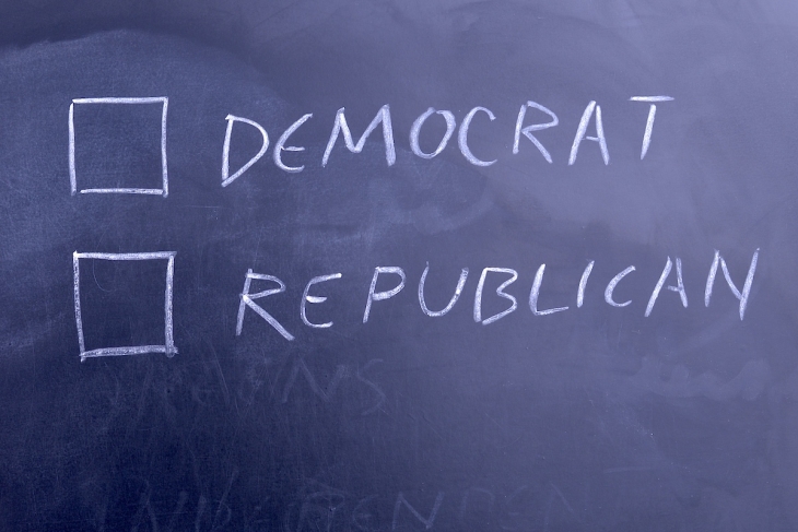 Chalkboard with democrats and republicans