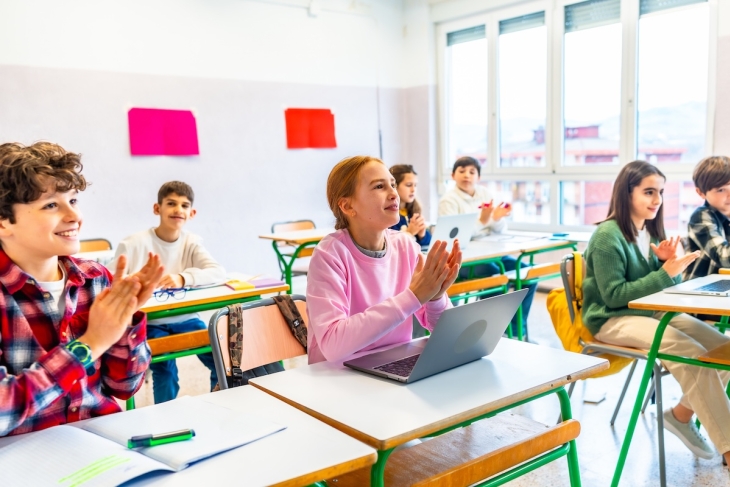 Happy student in school