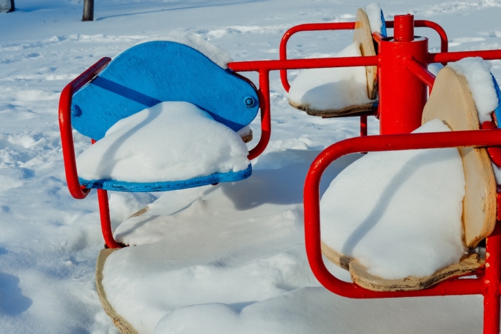 Playground with snow