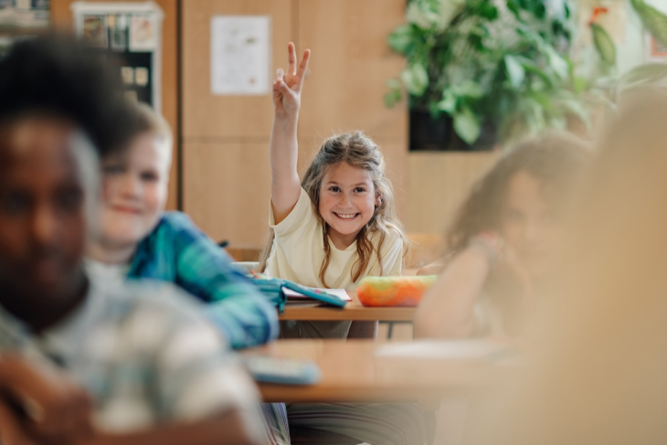 Student raising hand