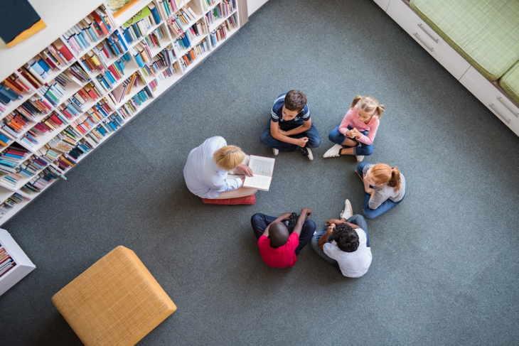 students reading