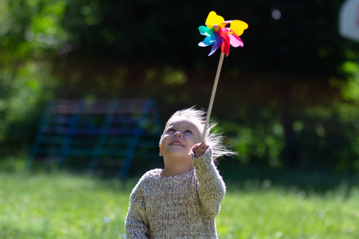 Child on a windy day