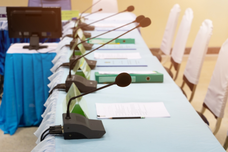 School board meeting table