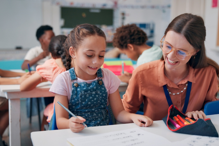 teacher with student