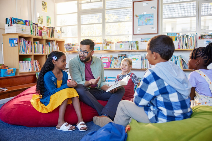 Teacher and students reading