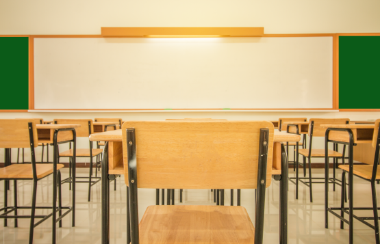 desks in classroom