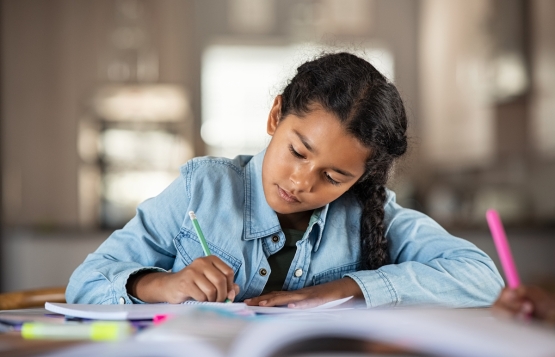 Female student doing homework