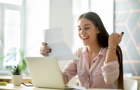 Teenager happy about letter