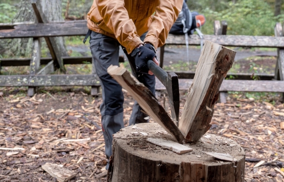 Axe chopping wood