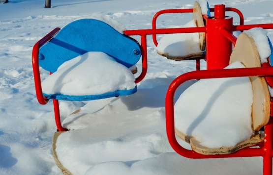 Playground with snow