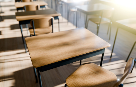 Empty classroom desk