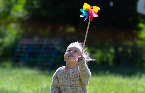 Child on a windy day