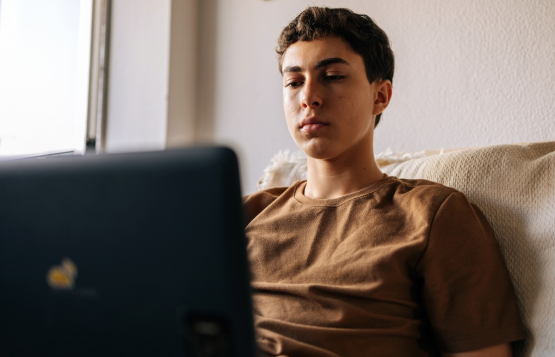 Teen using a computer
