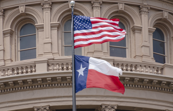 American and Texas flags
