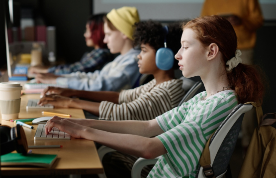 Students on computers